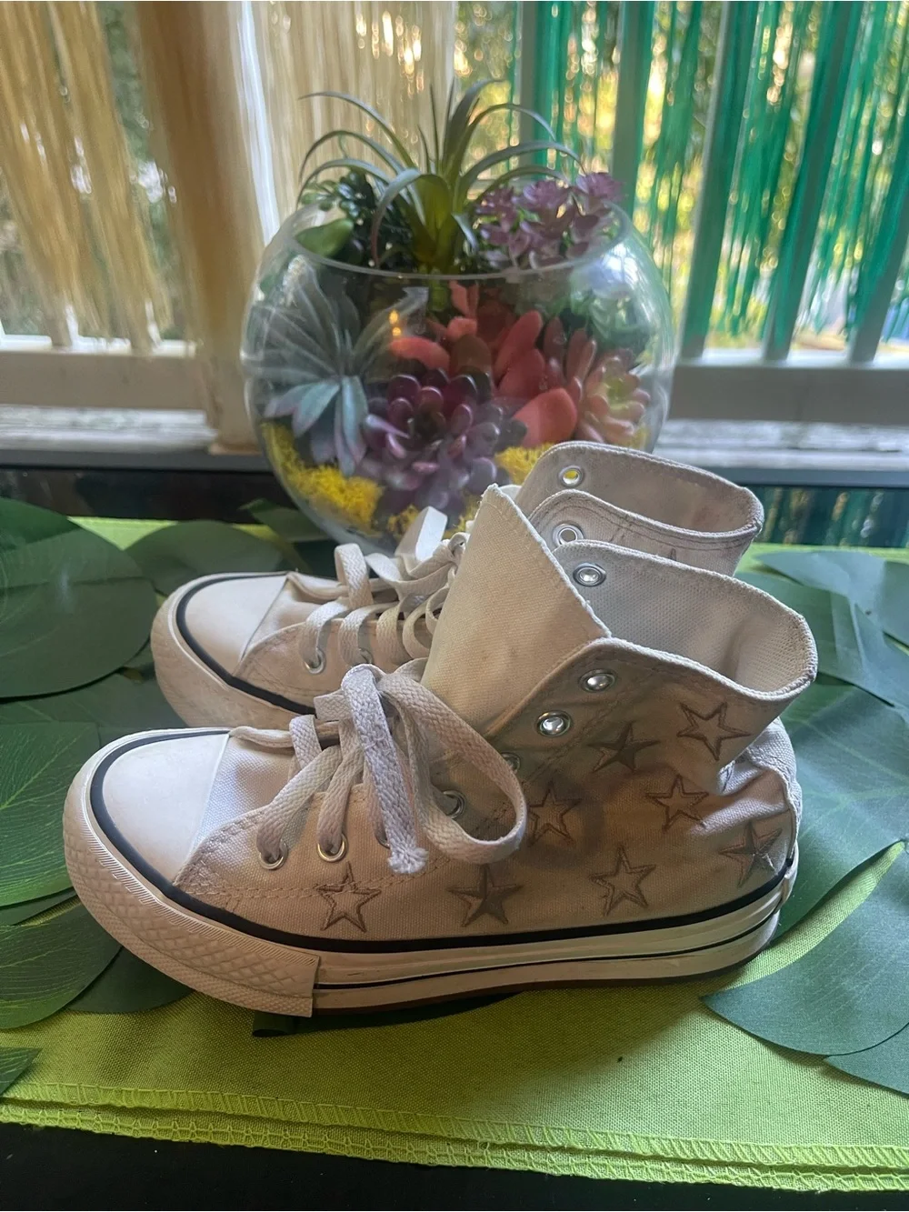 Converse White High-Top Sneakers with Star Detail
